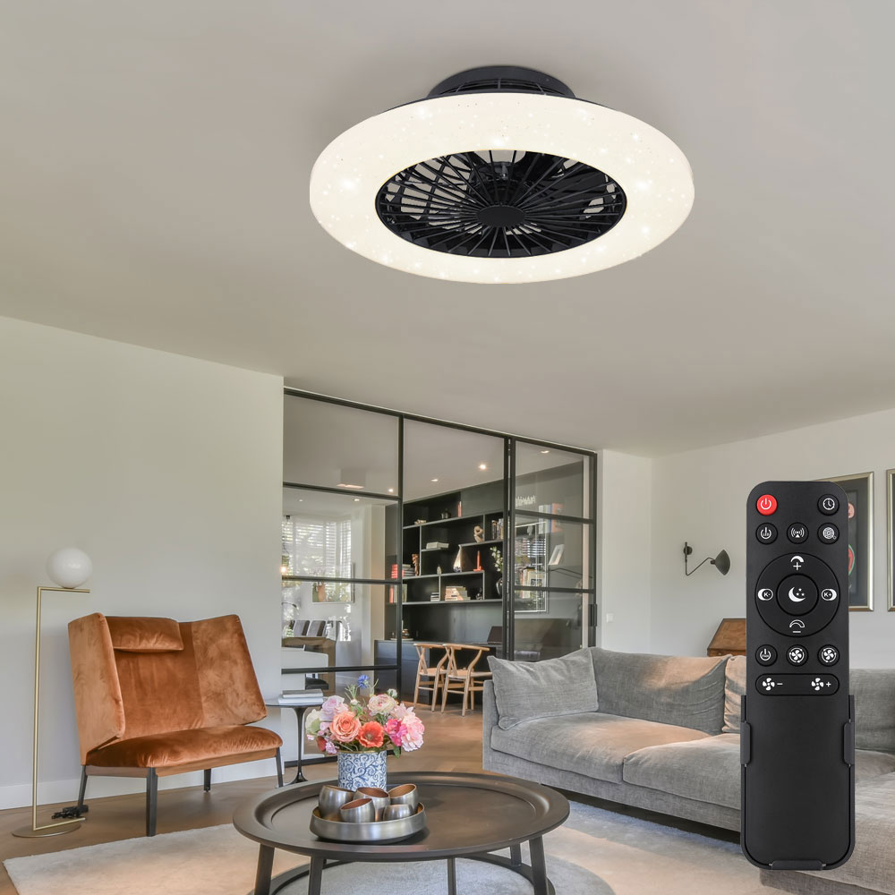 LED Deckenventilator. CCT, Fernbedienung, Sterneneffekt, 50 cm