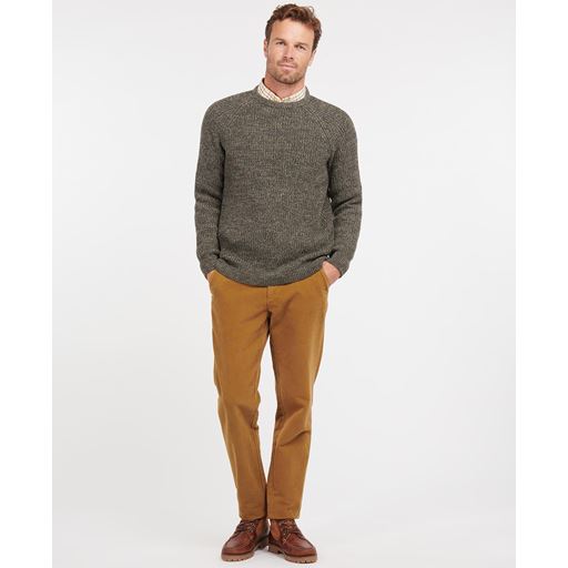 Barbour Horseford Crew Neck Striktrøje, Olive, XXL