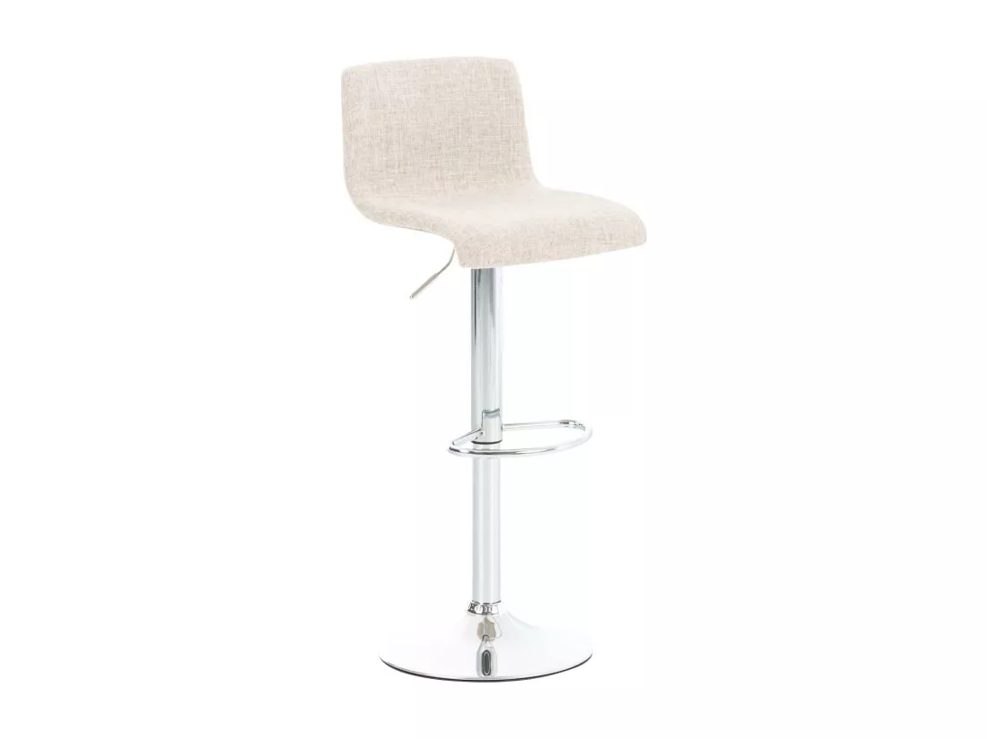 Tabouret de bar - Tissu & Métal chromé - Crème - Hover