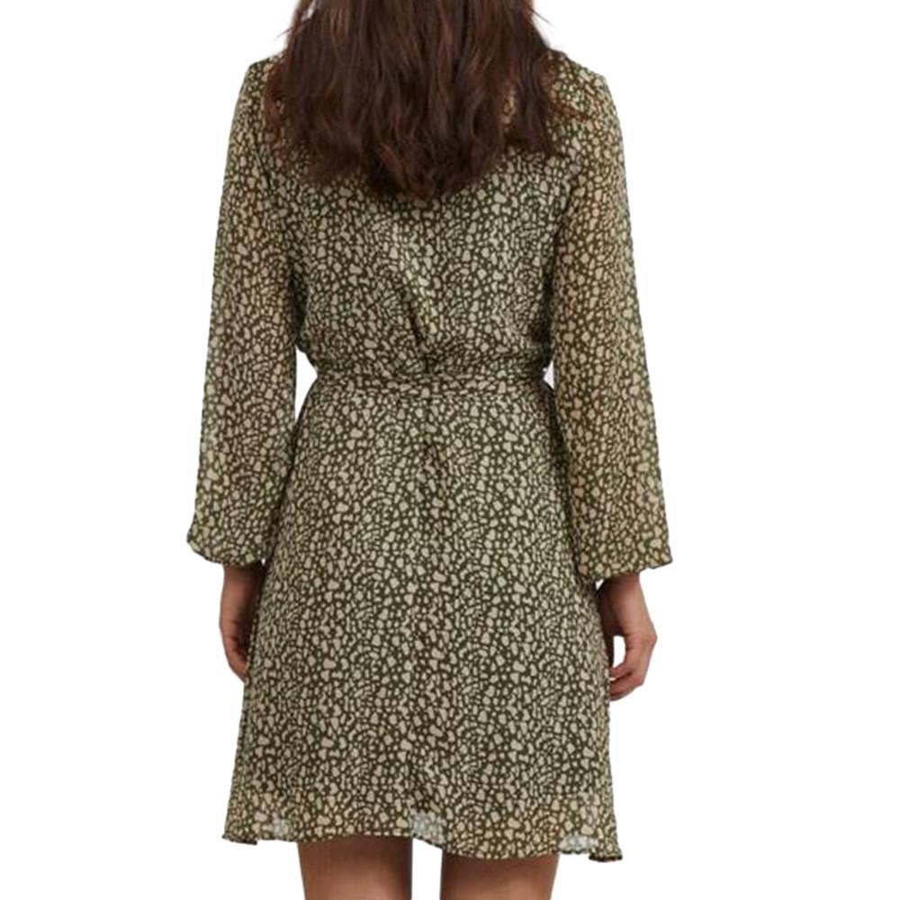 Vila Robe Imprimée Kaki Femme Vila Viadeline
