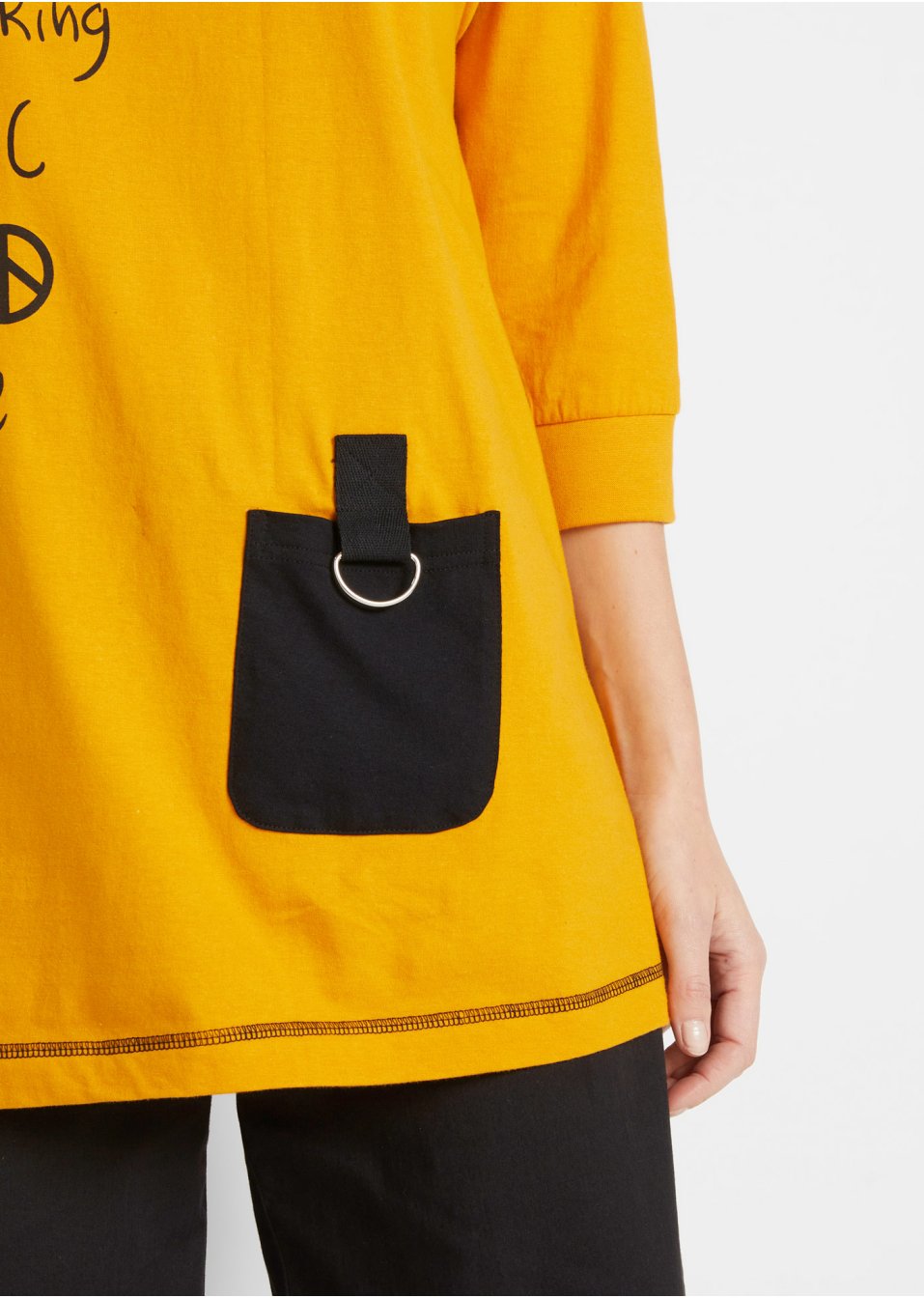 T-shirt oversize, manches 3/4