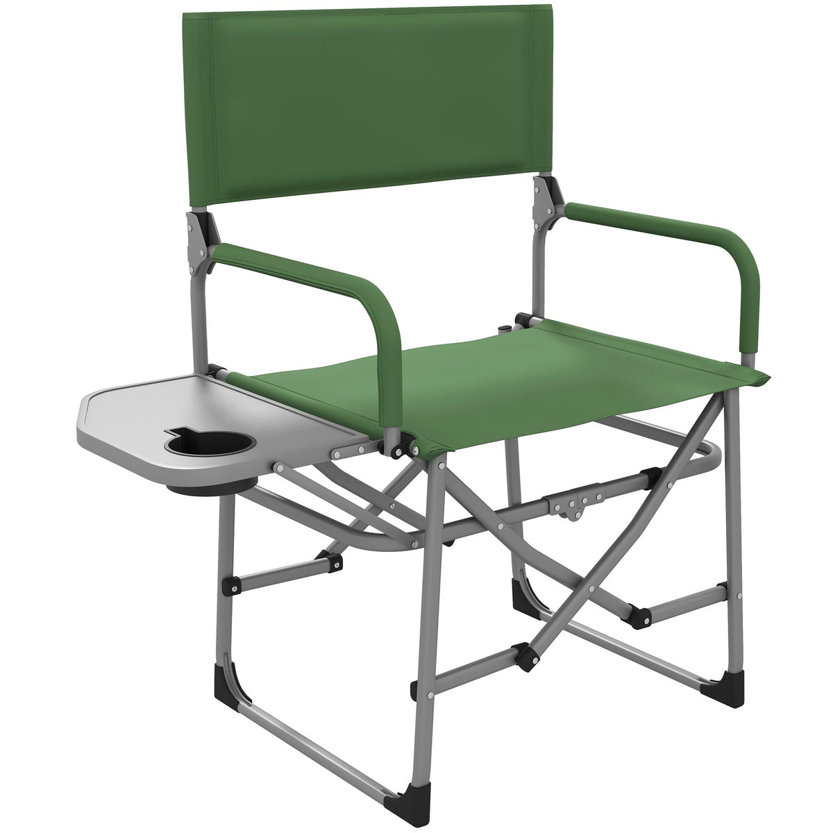 Outsunny Regisseursstoel, opvouwbare kampeerstoel met bijzettafel, voor kamperen, strand, 81L x 51B x 87H cm, Oxford, groen