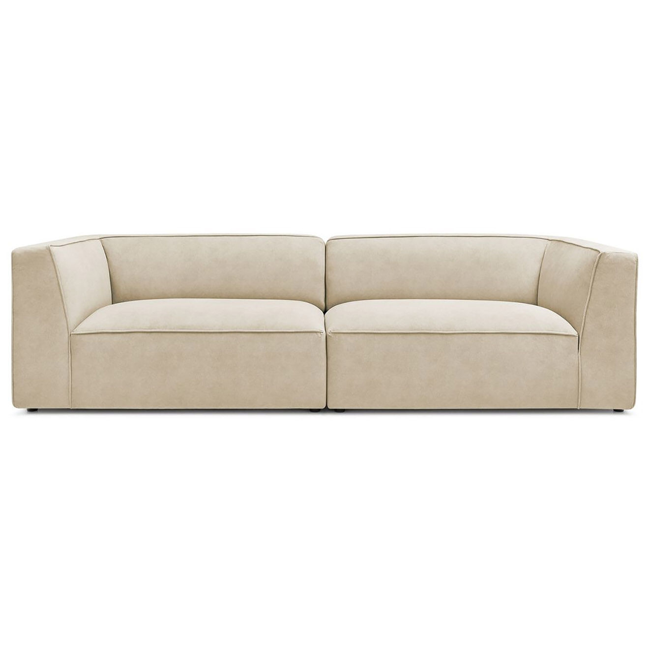 Bobochic Canapé droit fixe 4 places en Velours Molière beige - 273x99x71 cm