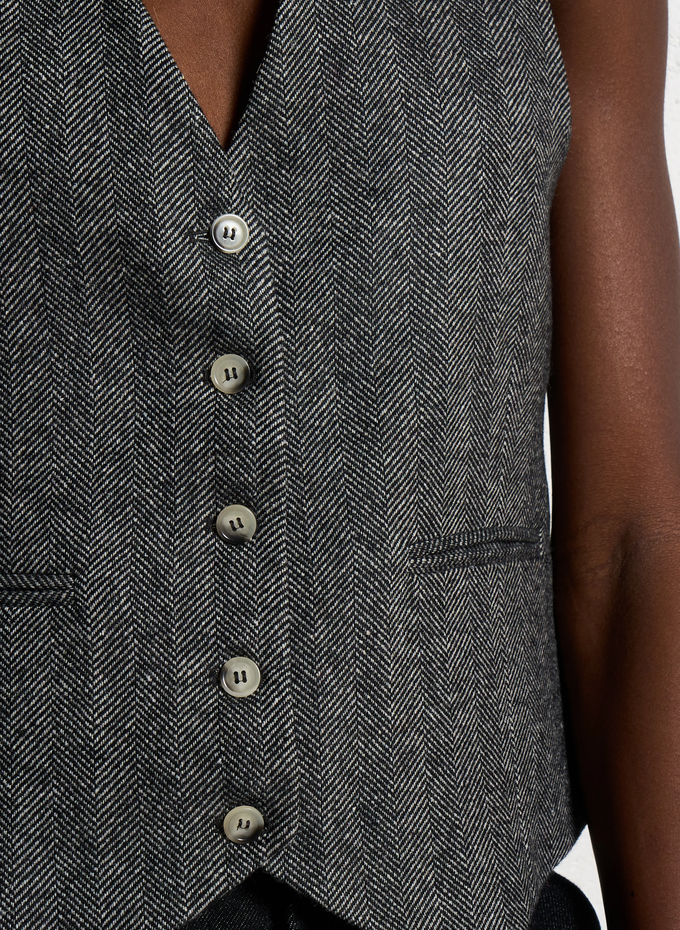 VALET - Gilet col V en laine mélangée | Gris