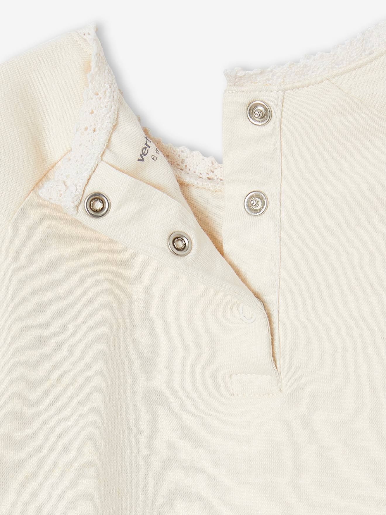 Body de manga comprida para bebê, branco-creme
