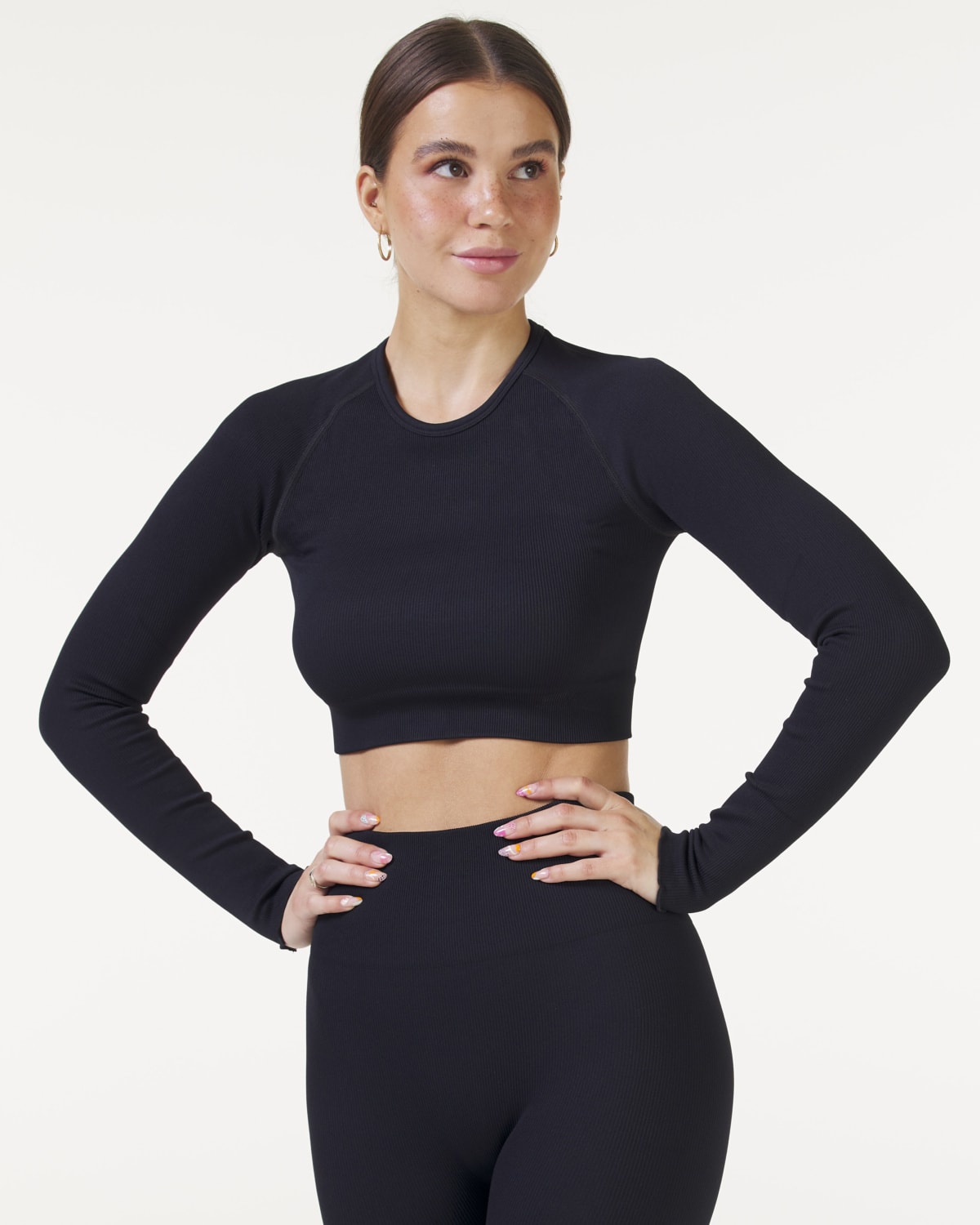 Bumpro Perfect Rib Frill Crop Long Sleeve Black