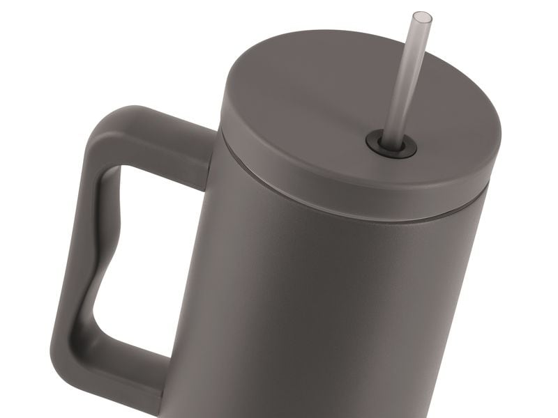 GOURMETmaxx Thermobecher 1200 ml, Grau Isolierbecher mit Griff