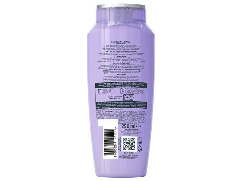 L'Oréal Elsève Shampoo Hydra Hyaluronic 72H 250 ml Haarshampoo versorgt Kopfhaut und Längen mit der nötigen Feuchtigkeit