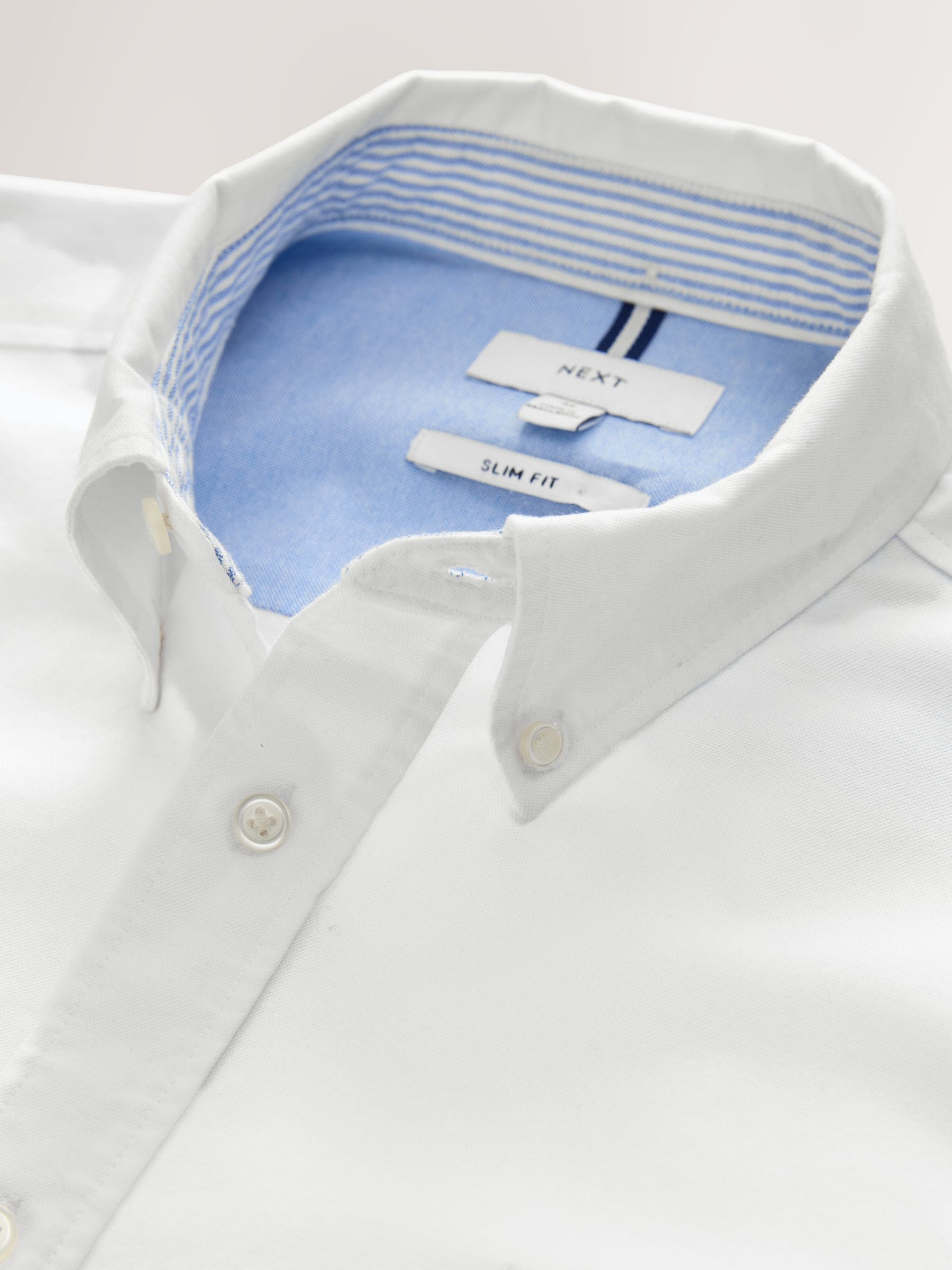 Wit - Slim Fit - Oxford-hemd met lange mouwen