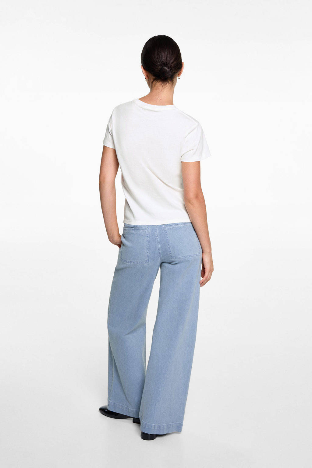 MANGO TEEN wide leg jeans middenblauw