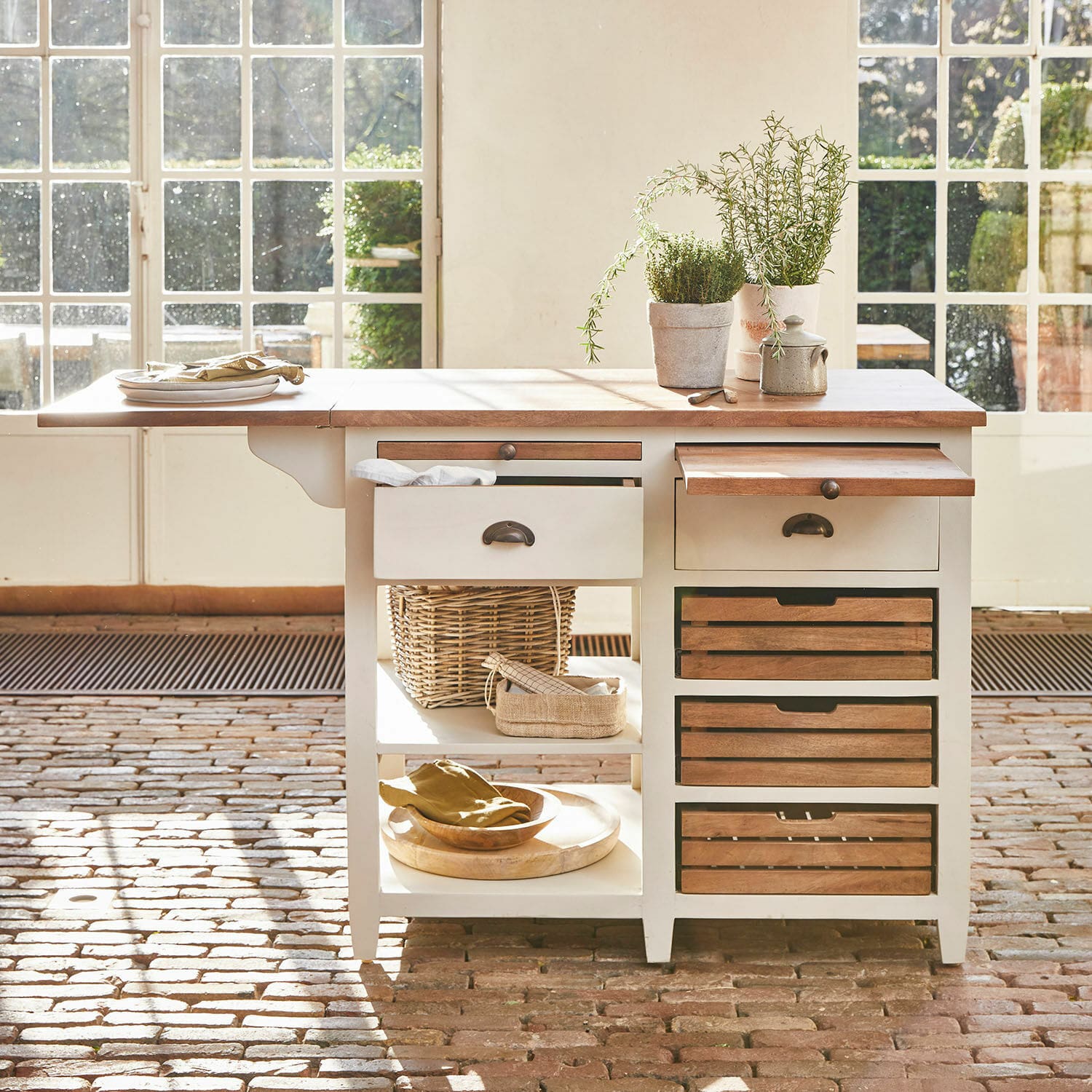 Küchenblock Vauthiermont creme/braun