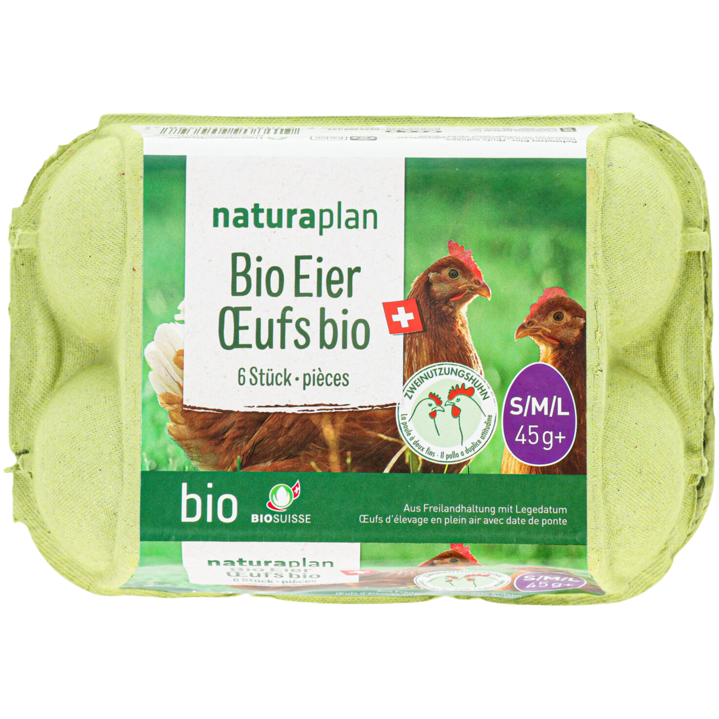 Naturaplan Bio Eier vom Zweinutzungshuhn 45g+ 6 Stück