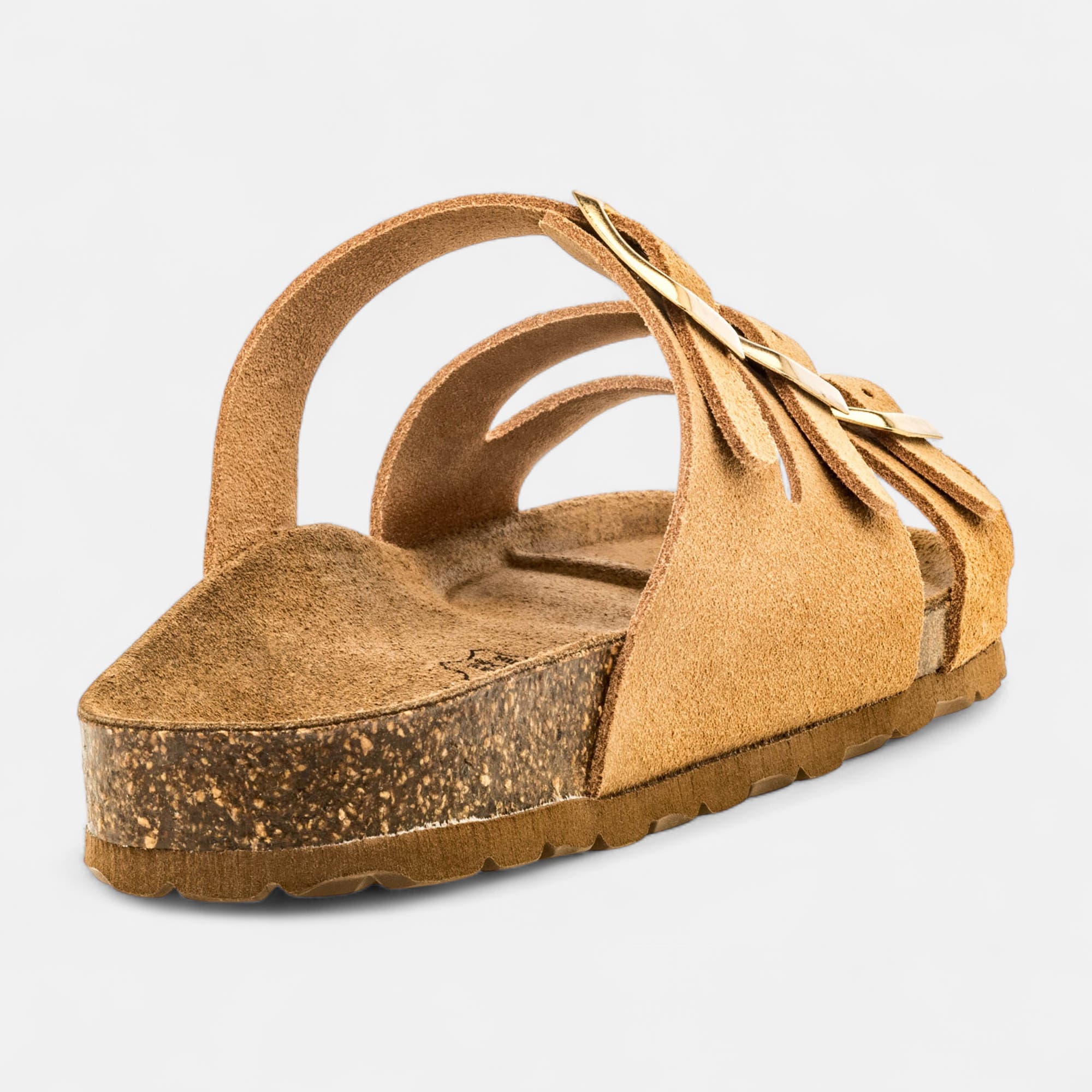 Mules semelle liège Femme en cuir camel