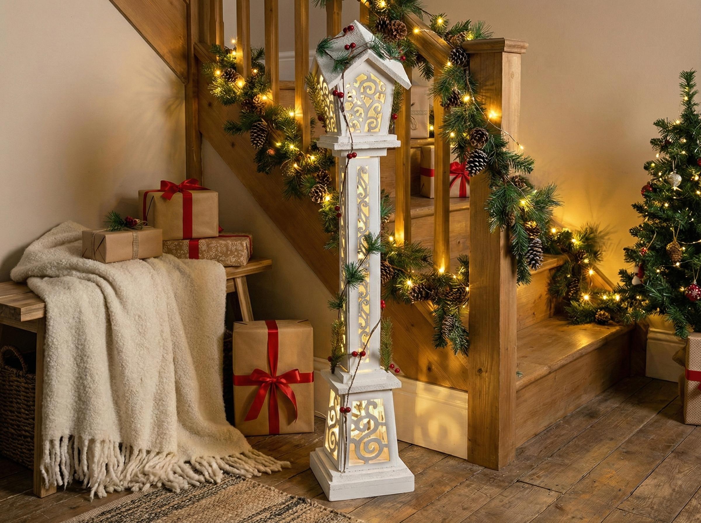 Kerstdecoratie LED LUMMENE Kerstlantaarnpaal 80 cm Wit