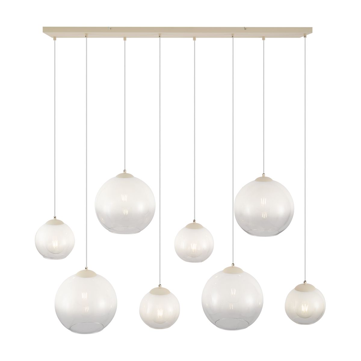 Art Deco hanglamp beige met wit glas 8-lichts - Sandra