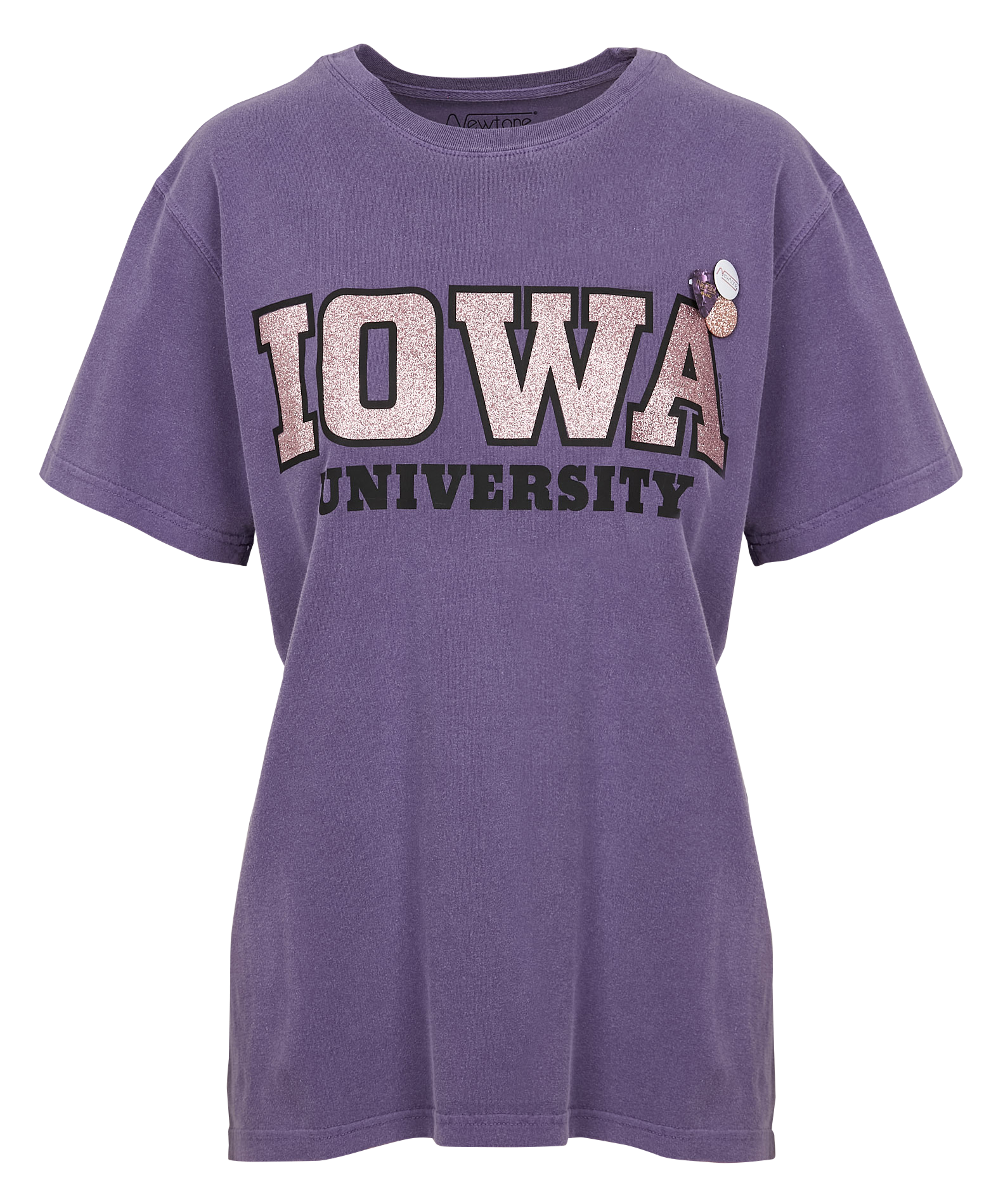 TRUCKER UNIVERSITY - Tee-shirt droit col rond sérigraphie à paillettes en coton | Violet