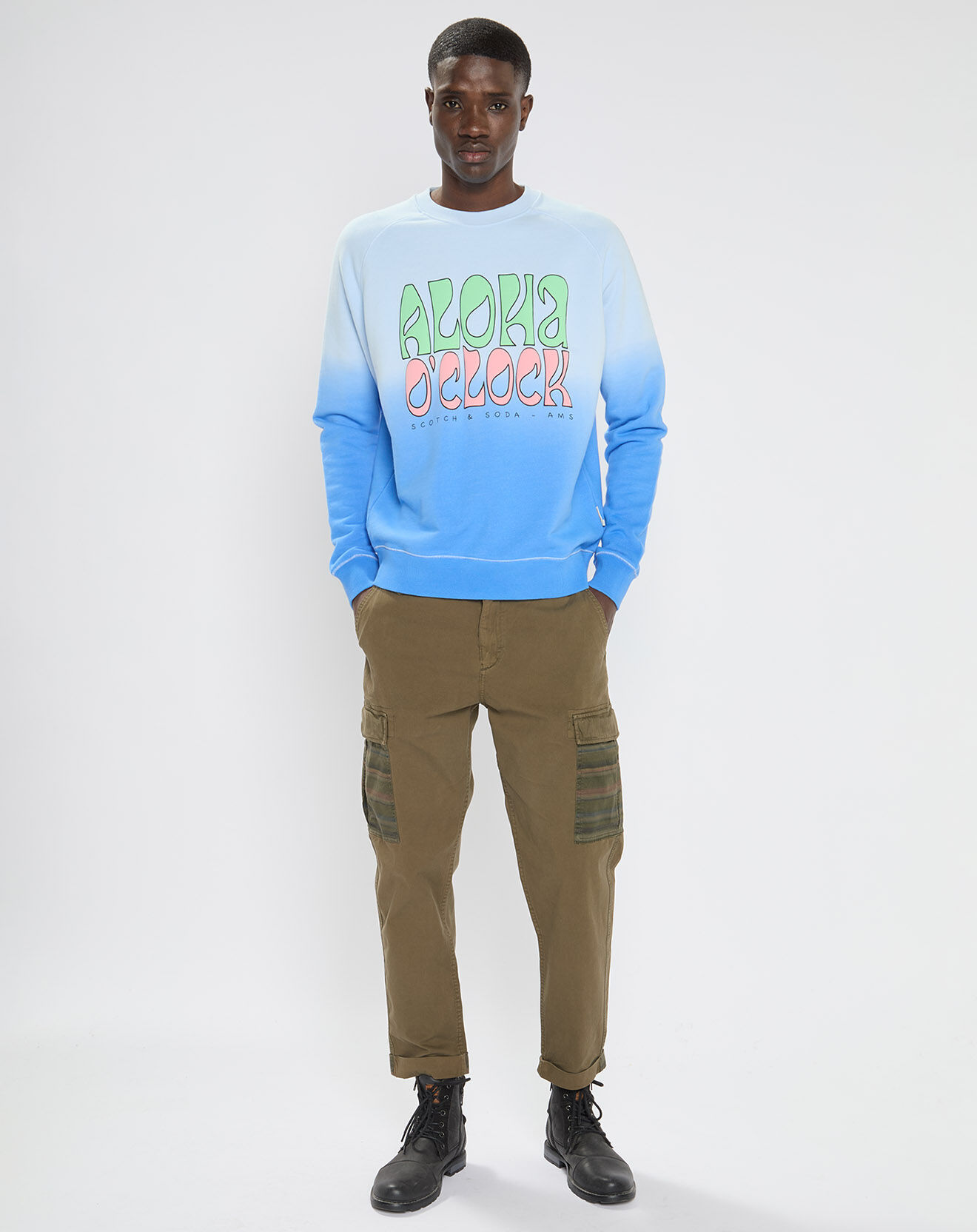 Scotch & Soda Pantalon Cargo Loose Tapered kaki foncé