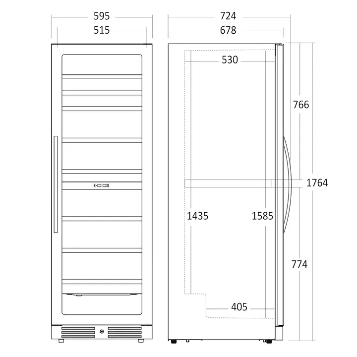 Scandomestic SV 124 B Premium Collection - Vinkøleskab - 2 Zoner - bredde: 59.5 cm - dybde: 72.5 cm - højde: 176.4 cm - 416 liter - sort - Optil 126 flasker