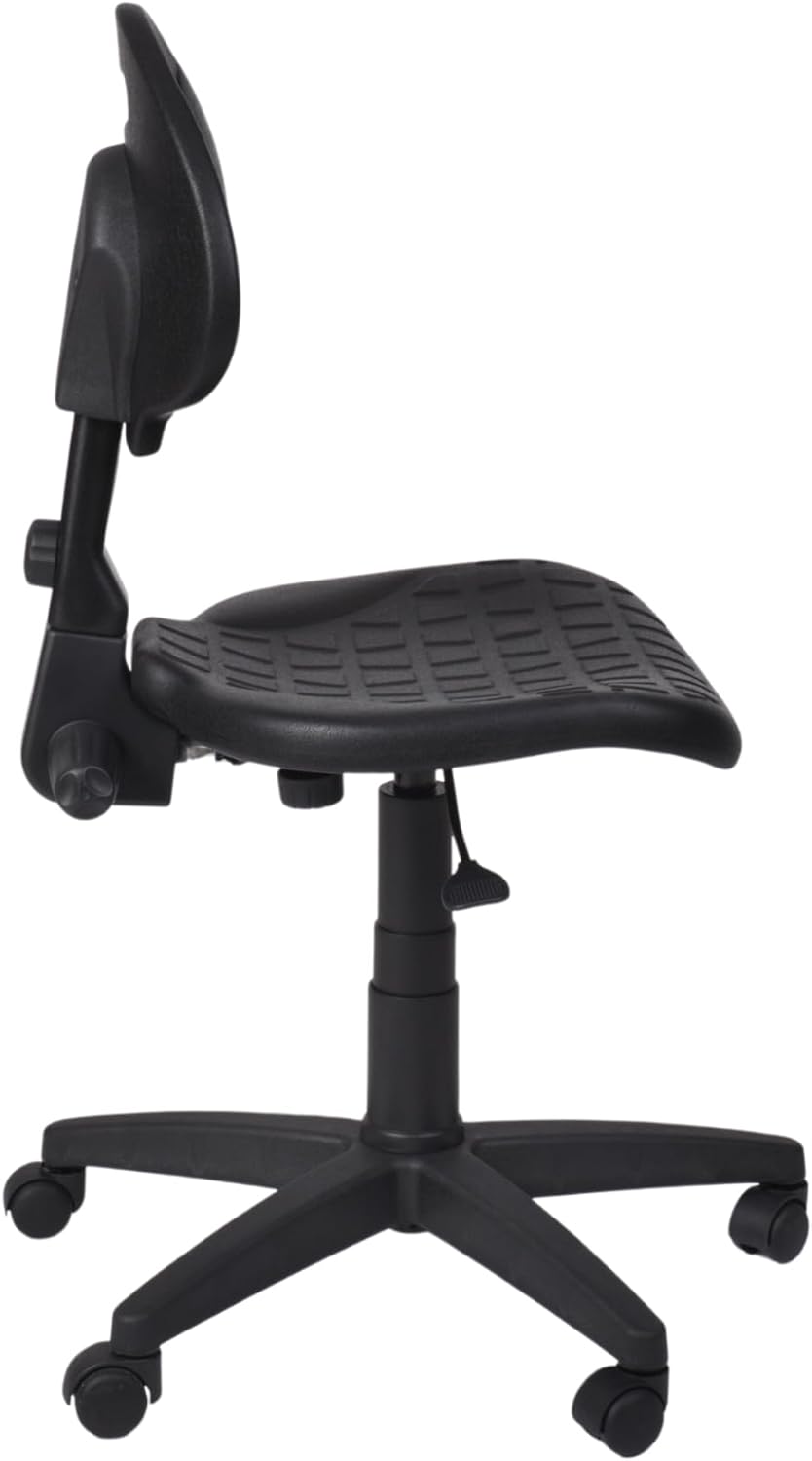 Topsit IND101 Arbeitsstuhl aus Polyurethan, ergonomischer Bürohocker, Werkstattstuhl, höhenverstellbar und mit Verstellbarer Rückenlehne, leicht zu reinigen, Stabiler Stuhl mit Rollen.