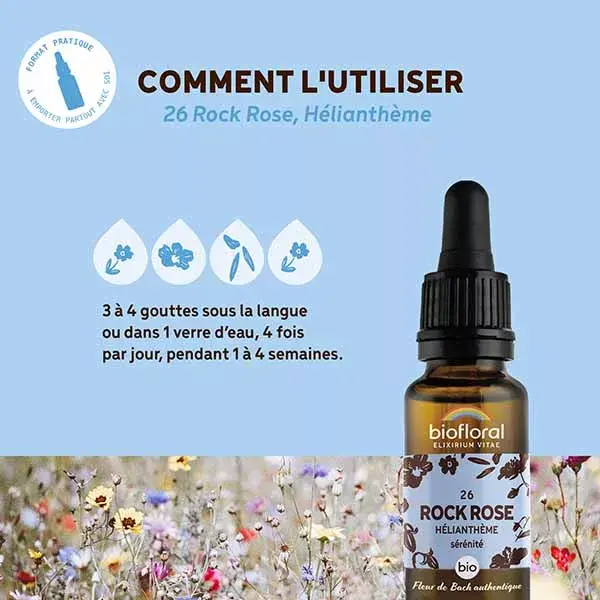 Florais de Bach Biofloral 26 - Rosa-do-deserto (Heliantheme) - Frasco conta-gotas orgânico de 20 ml