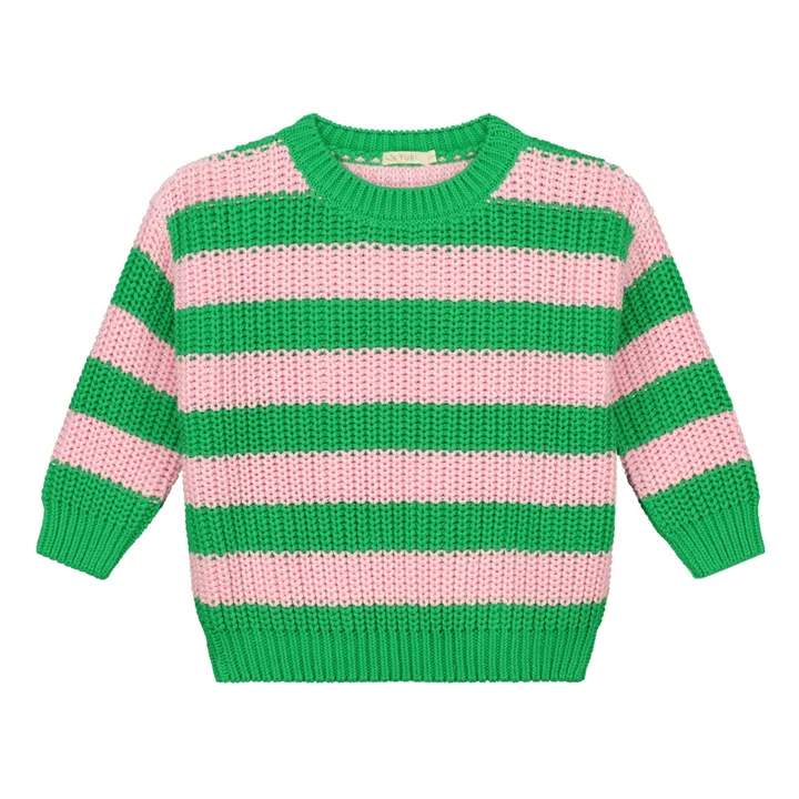 Yuki Pull Chunky Rayure Coton Bio | Vert