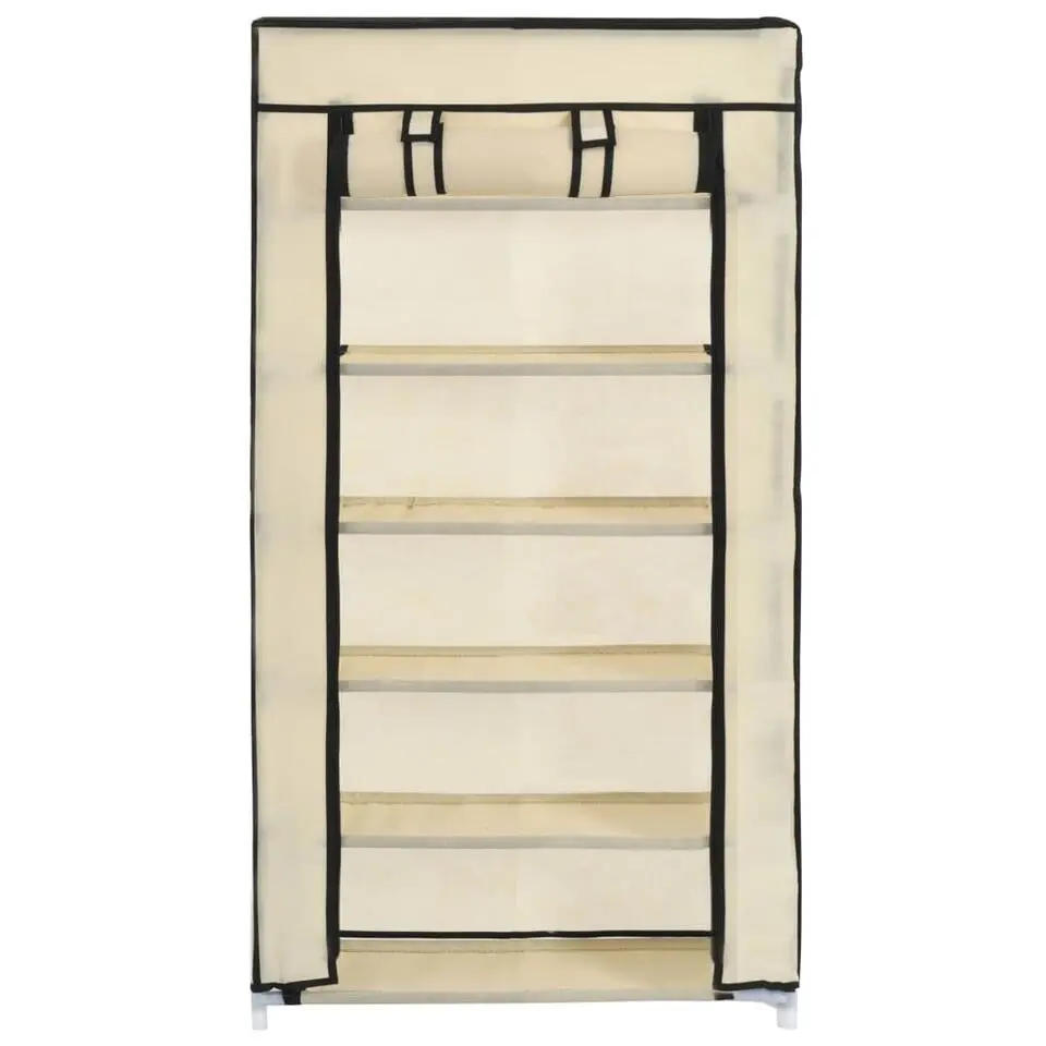 vidaXL - Schoenenkast - Crème - Stof - 58 x 28 x 106 cm