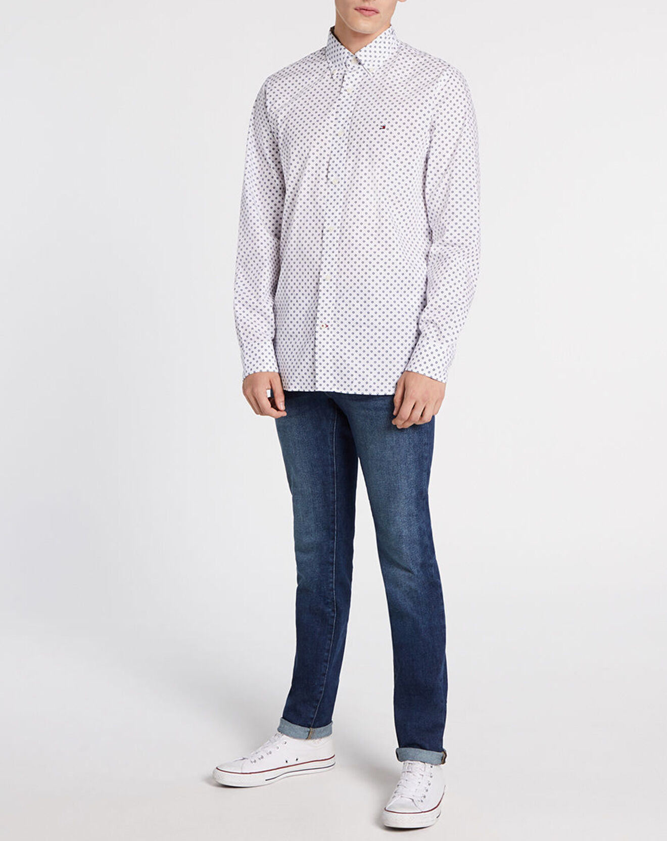 Tommy Hilfiger Chemise droite imprimée Floral bleu/blanc