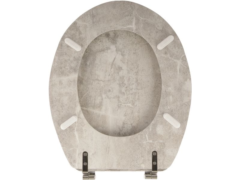 MSV Toilettensitz Grau WC-Sitz aus MDF mit Edelstahlscharnieren