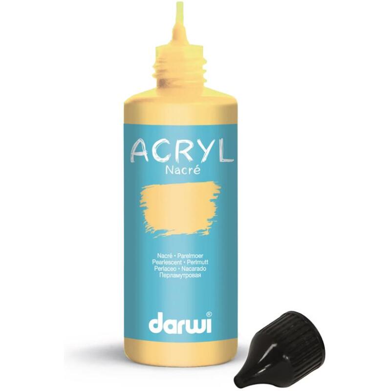 Darwi Flacon de 80 ml de Peinture Acrylique Universelle Nacrée - Jaune or