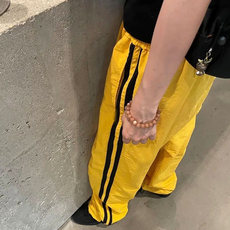 Jeshili - Gestreepte rechte trainingsbroek met elastische taille