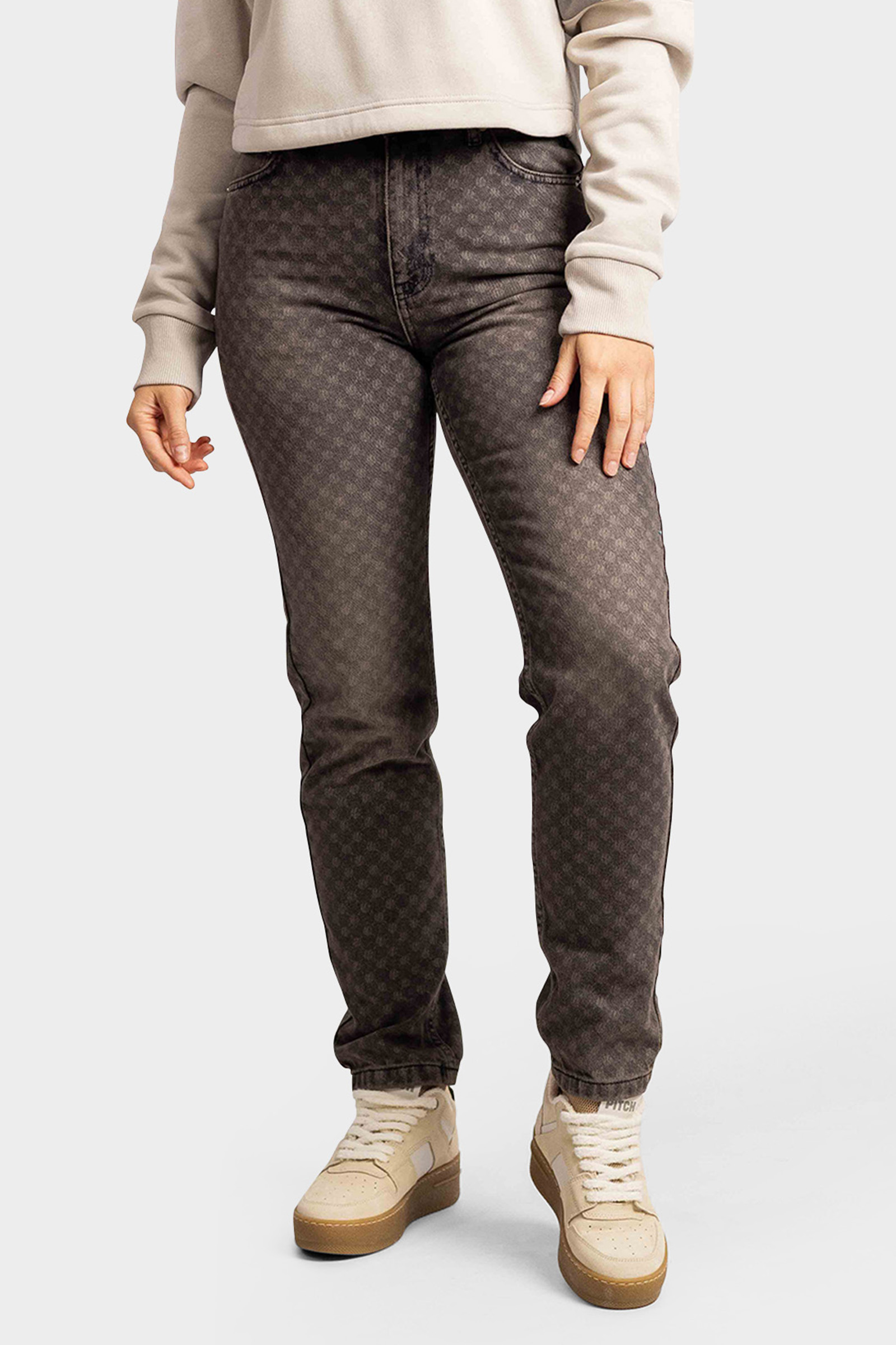 Malelions Monogram Jeans Dames Grijs