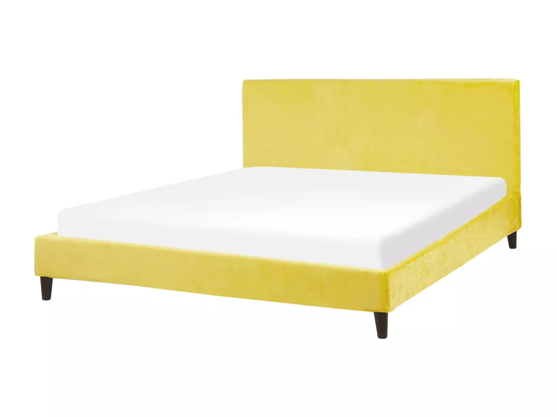 Revêtement de cadre de lit Velours FITOU 160 x 200 cm Jaune