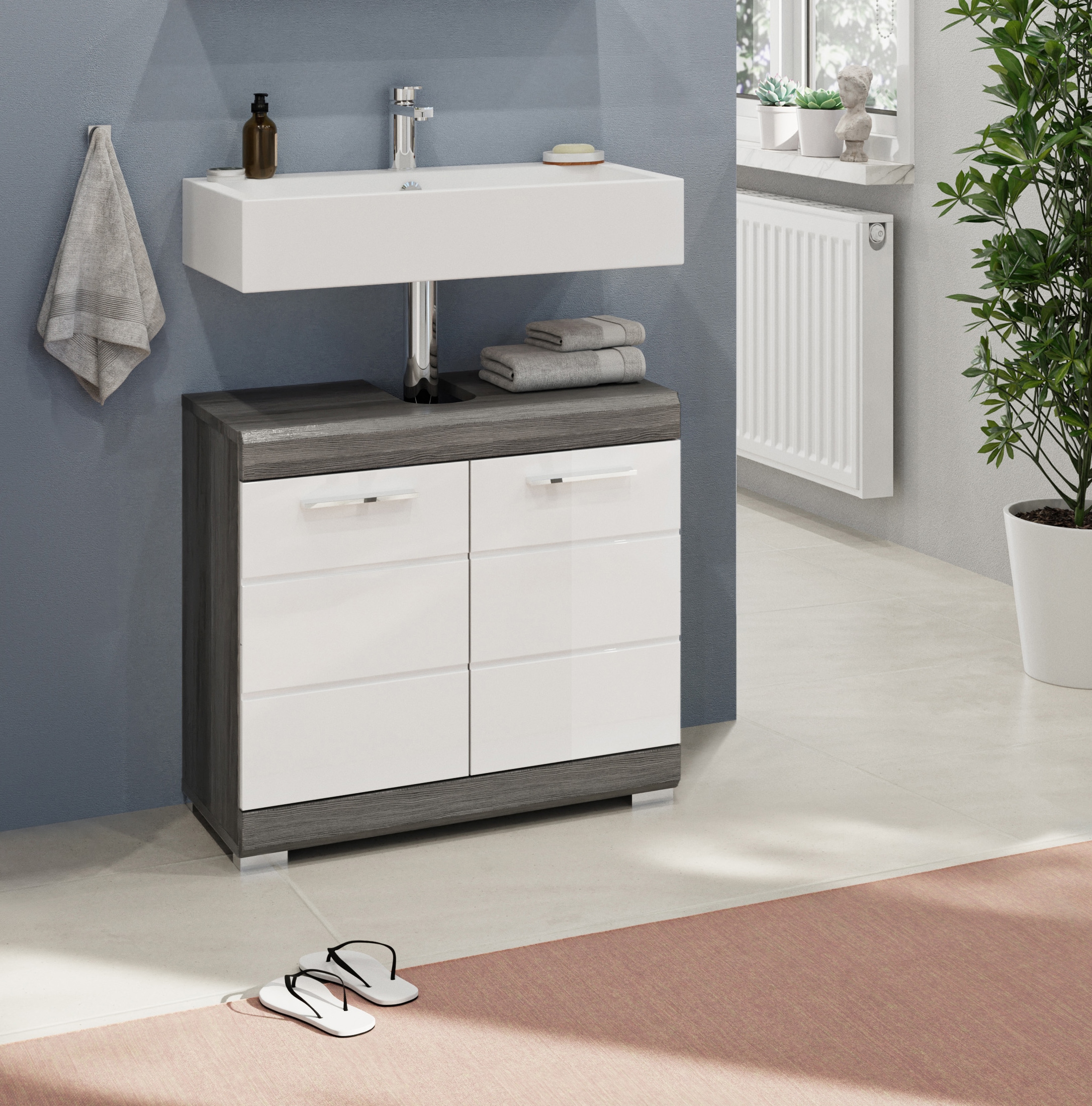 INOSIGN Waschbeckenunterschrank »SIENA, Breite 60cm, 2 Tür, 2 Fächer, mit Siphonausschnitt, MDF-Front« TOPSELLER!, 1 Stk. tlg. in verschiedenen Farben erhältlich, Badmöbel, Badschrank, Kommode, Bad