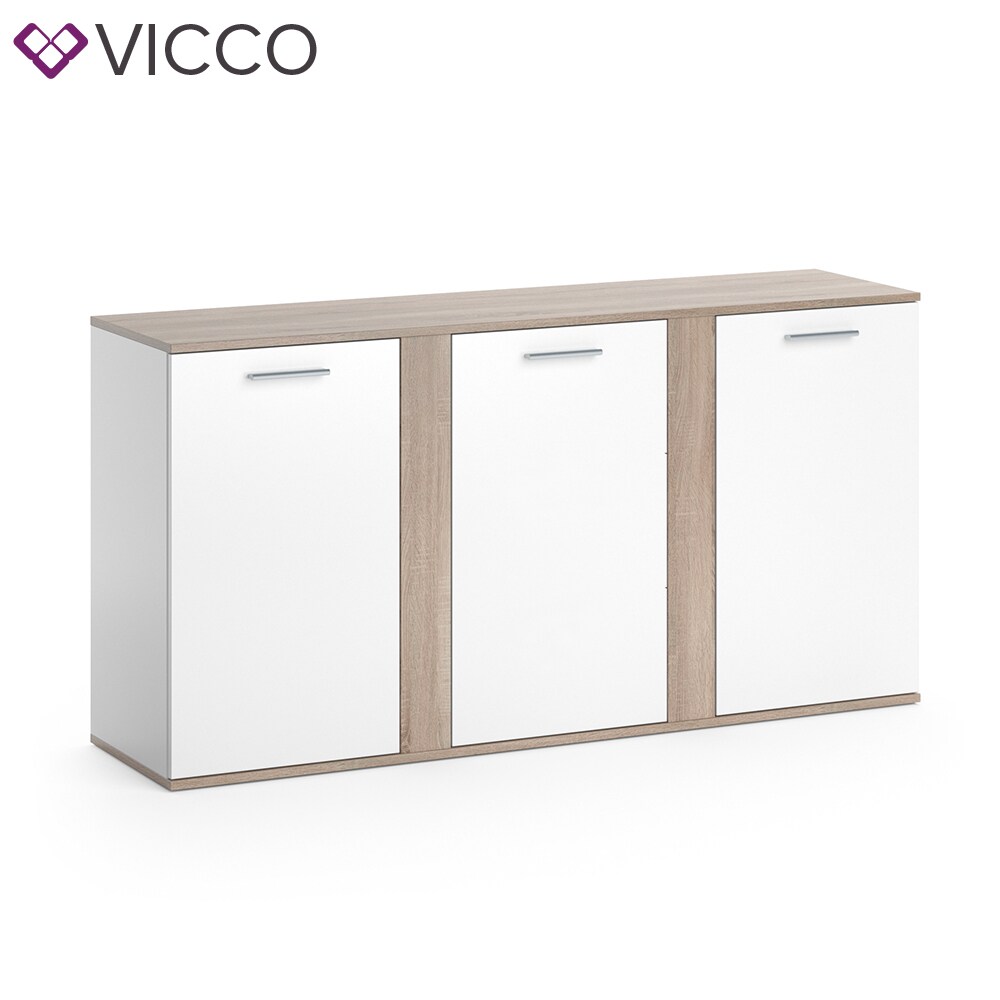 VICCO Sideboard NOVELLI Highboard weiß sonoma Kommode Anrichte Schrank 3 Türen