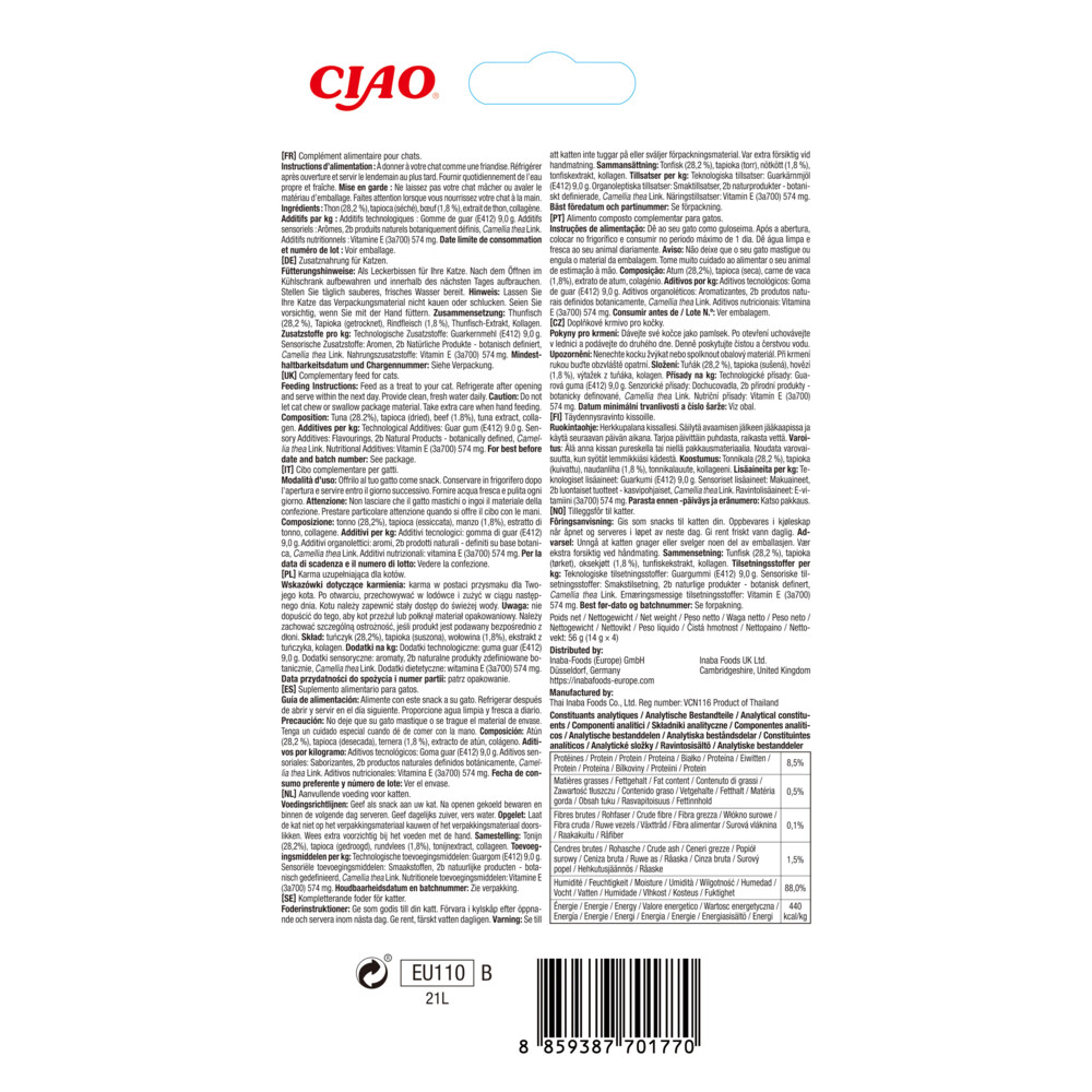 Ciao Churu Kattensnack Tuna & Beef4 x 14 gr