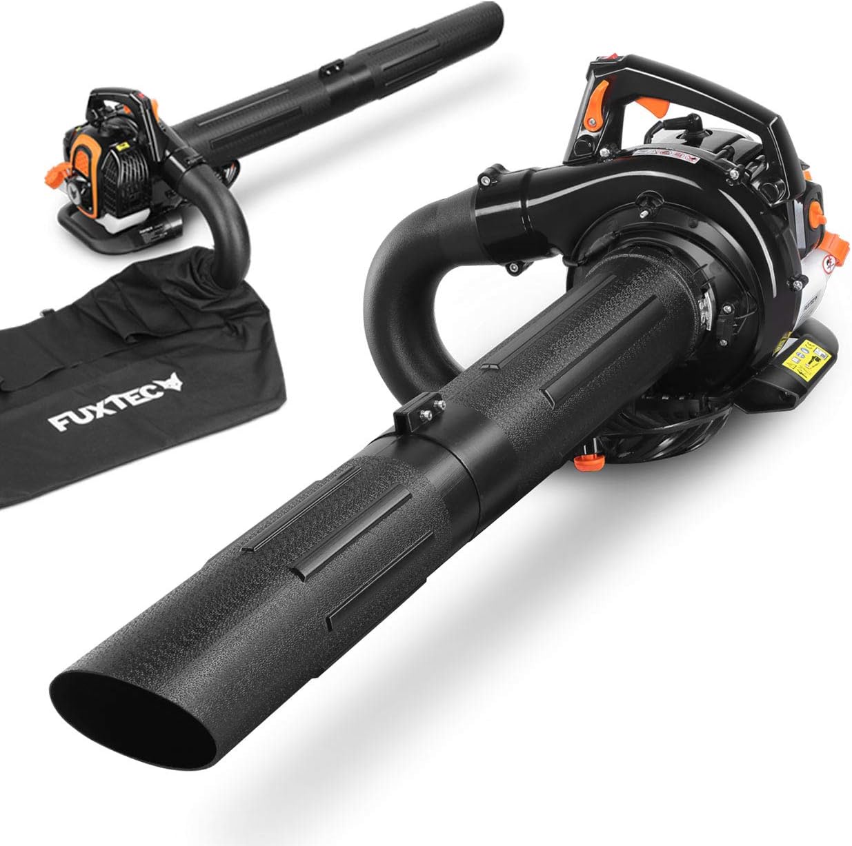 FUXTEC Profi Benzin Laubsauger FX-LBS126P – Laubbläser & Häcksler mit Blasrohr – Saugrohr & 60L Fangsack – Anti-Vibrations-Funktion – Blasgeschwindigkeit 62,7 m/s