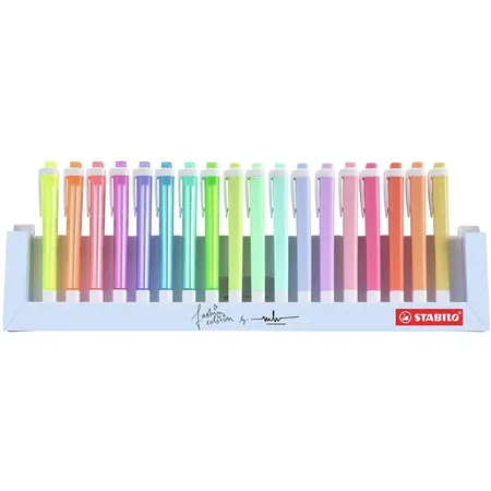 Textmarker - STABILO swing cool - 18er Tischset - mit 18 verschiedenen Farben, 8 Leuchtfarben und 10 Pastellfarben