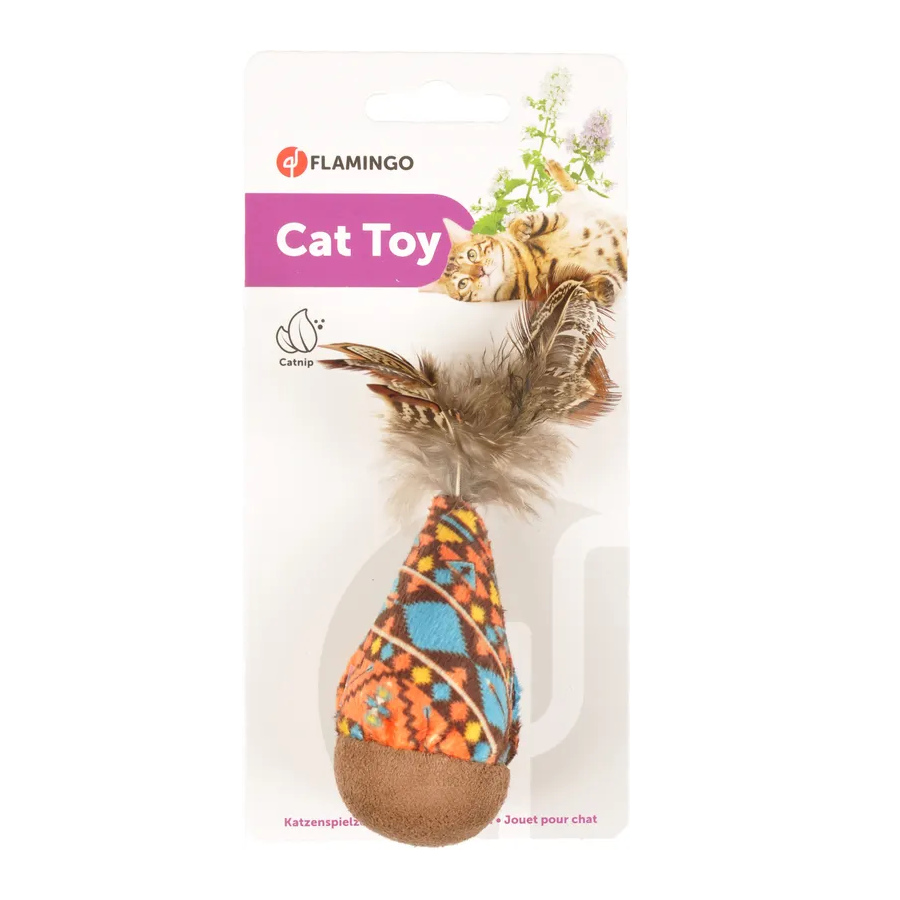Cavalo de balanço flamingo com penas para gatos