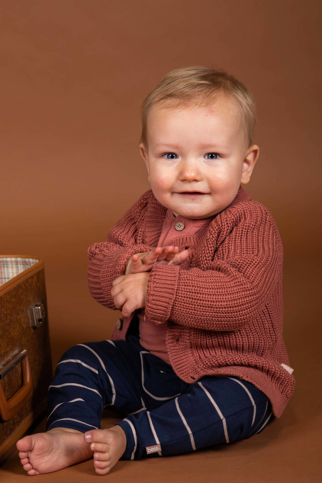 BESS baby ribgebreid vest rood
