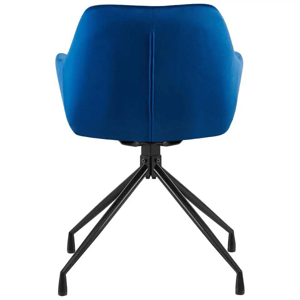 CLP Eetkamerstoel Welby zwart Frame - Fluweel - donkerblauw