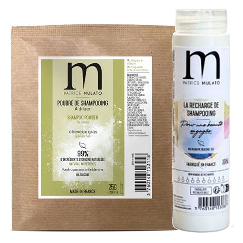 Kit DIY flacon + shampooing poudre à reconstituer cheveux gras