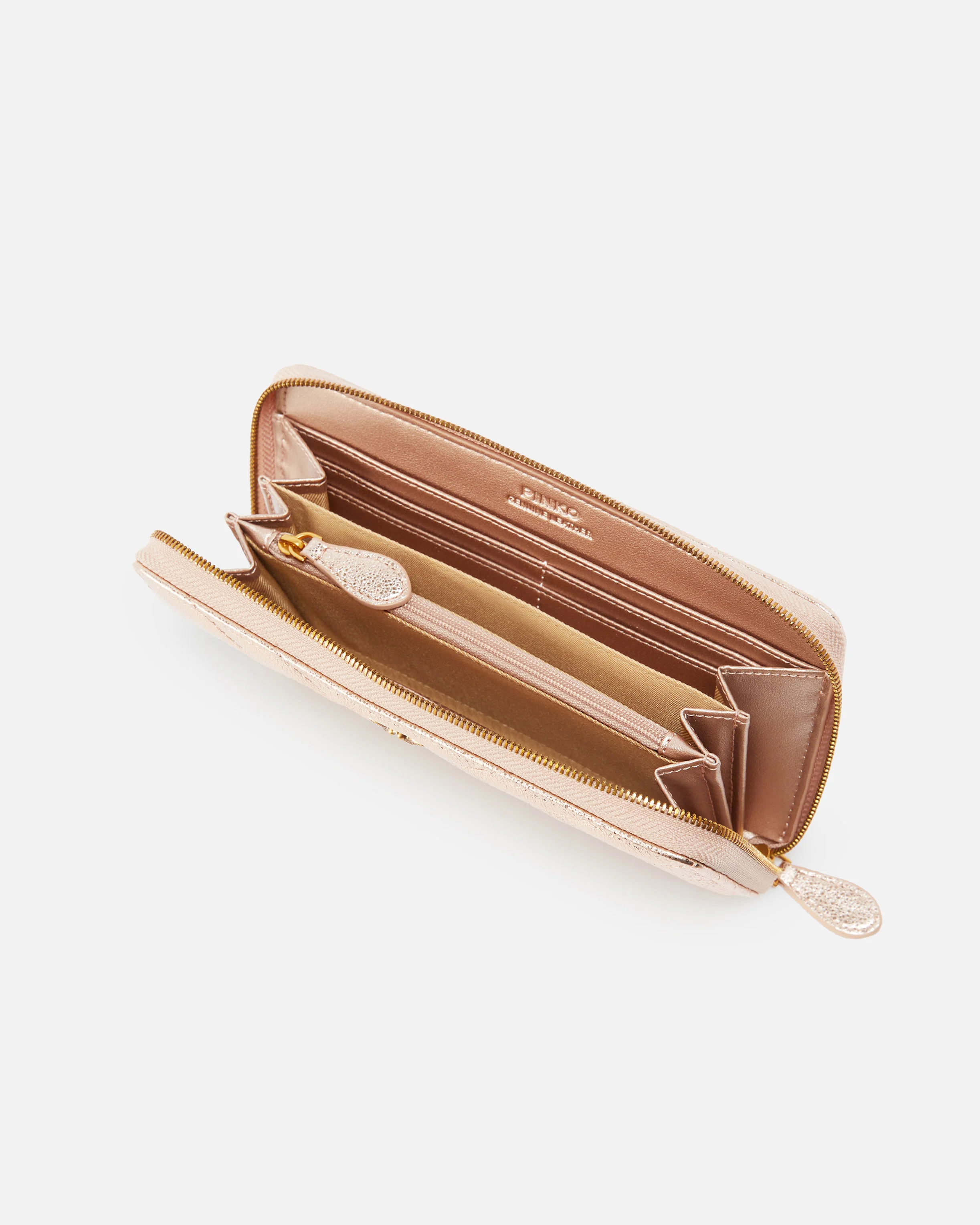 Portefeuille rectangulaire matelassé métallisé | Rose