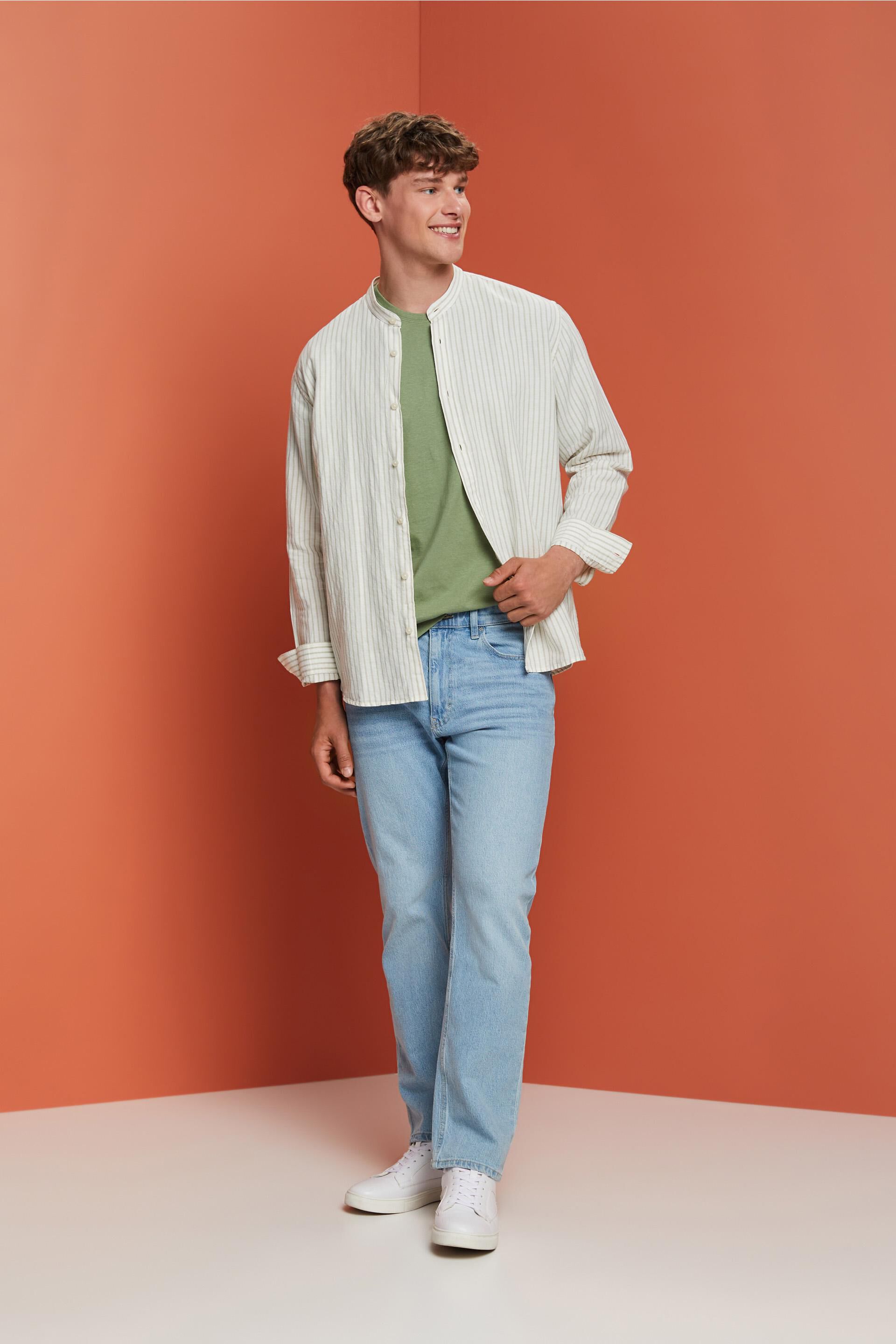Chemise rayée en lin mélangé