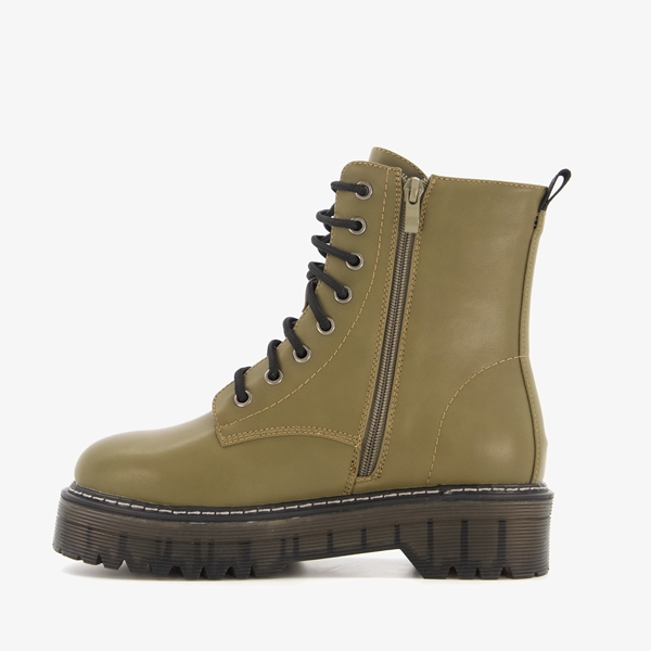 Blue Box dames veterboots taupe groen