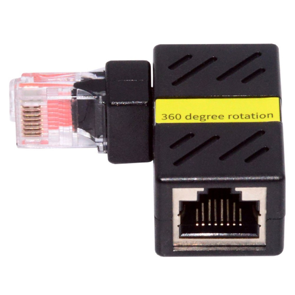 360° RJ45 LAN Ethernet Netzwerk Keystonejack Kabel Kupplung Cat6 (1000Mbit/s) - Schwarz