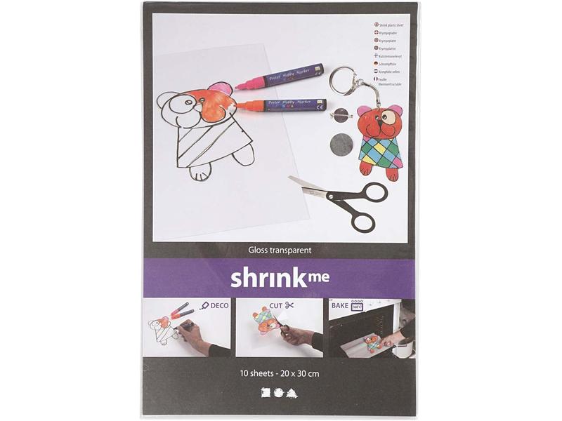 Creativ Company Schrumpffolie 20 x 30 cm, 10 Blatt, Transpa Plastikschrumpfplatten