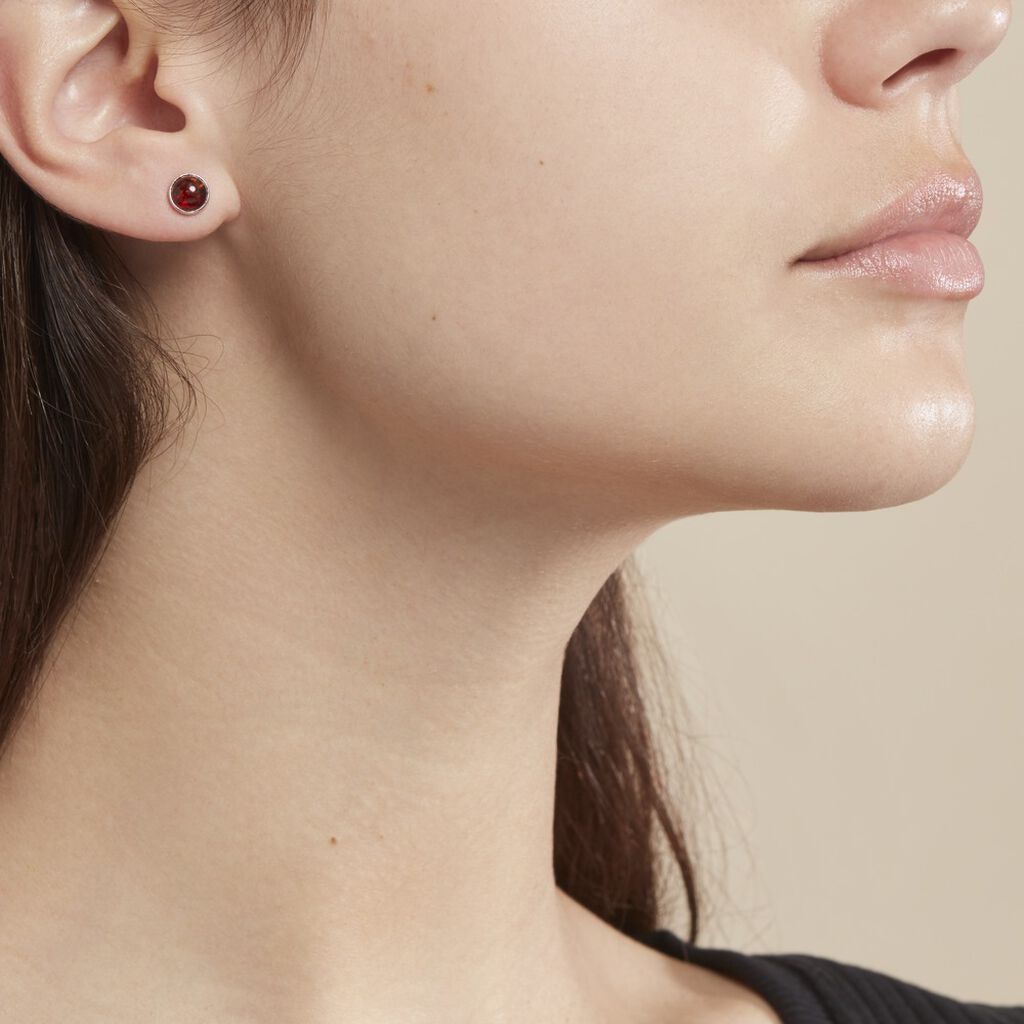 Boucles D'oreilles Puces Brunhild Argent Blanc Ambre