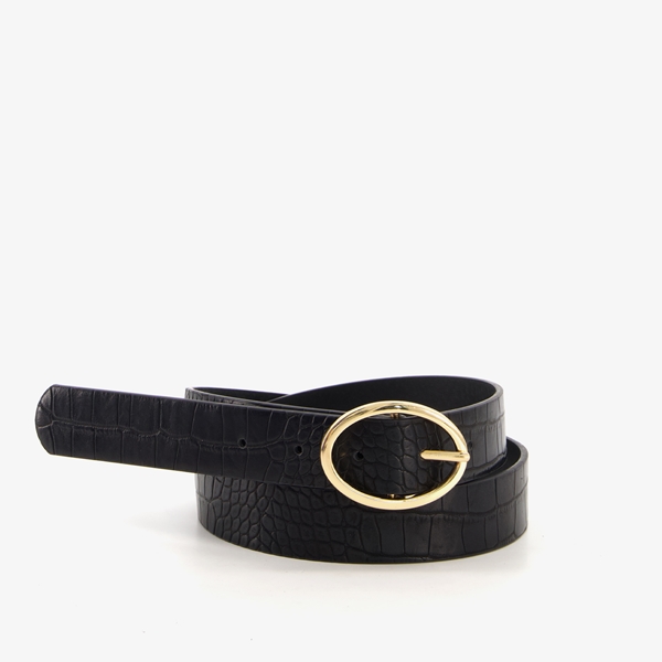 Dames riem met slangenprint zwart