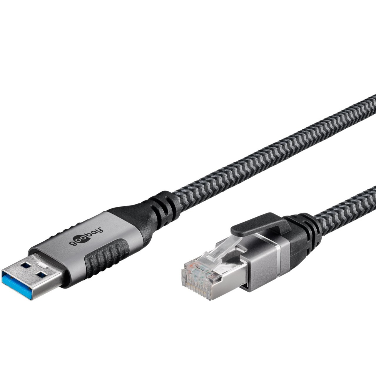 (1m) USB auf CAT 6 Ethernet LAN RJ45 Netzwerk Kabel Patchkabel FTP (70299) - Grau