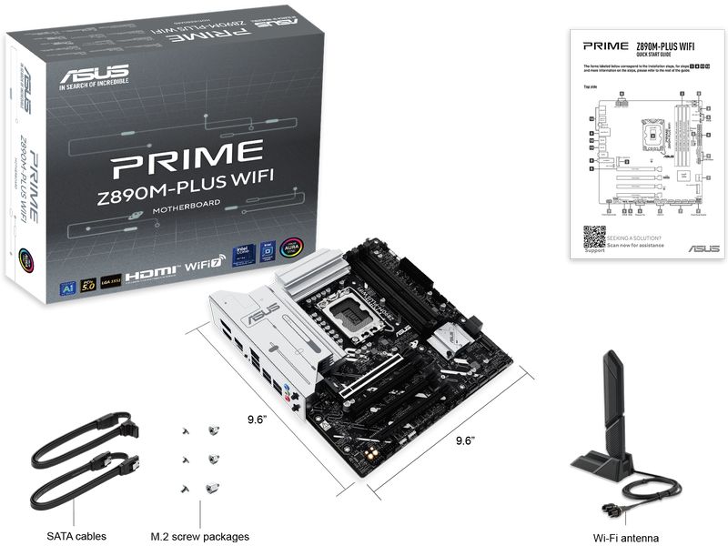 ASUS Mainboard Prime Z890M-Plus WIFI Micro-ATX-Mainboard mit Z890 Chipsatz und WLAN
